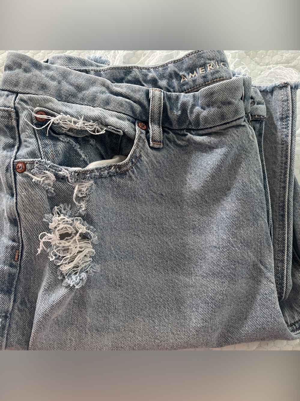Light Blue Distressed Women's Denim Jeans